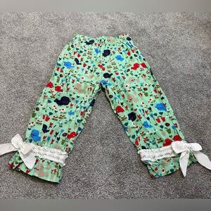 Jelly The Pug Green Pajama Bottoms with Animal Print. Kids Size 10